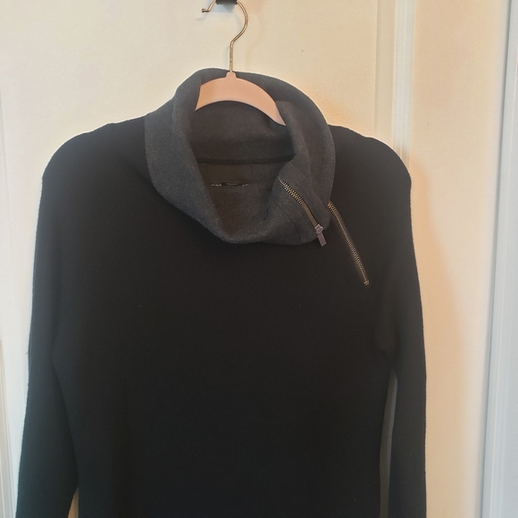 Cynthia Rowley Black and Grey Sweater Dress Cowl Neck with Zipper Size Large - Picture 4 of 9
